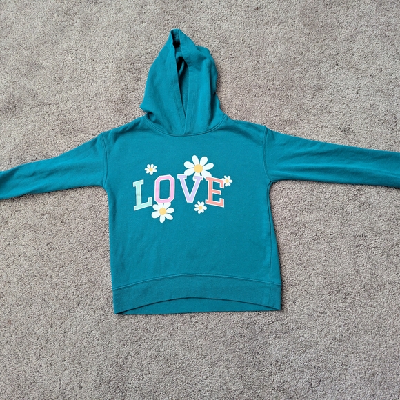 Jumping Beans Teal Hoodie with Love and Floral Design - Picture 1 of 4